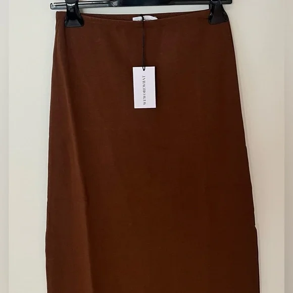 WeWoreWhat Women's Small Pull On Jersey Stretch Midi Skirt in Saddle - Picture 8 of 13
